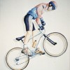 Wandbild mit Radfahrer, Wandmalerei Bad Aibling, moderne Wandmalerei Rosenheim